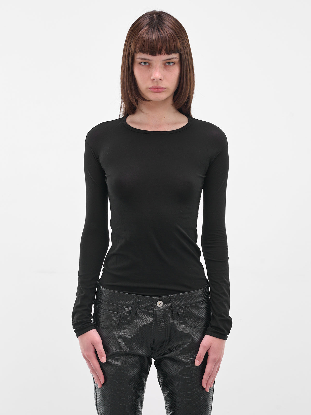 Black Nylon Long Sleeve Tee (JP-T001-051-1-BLACK)