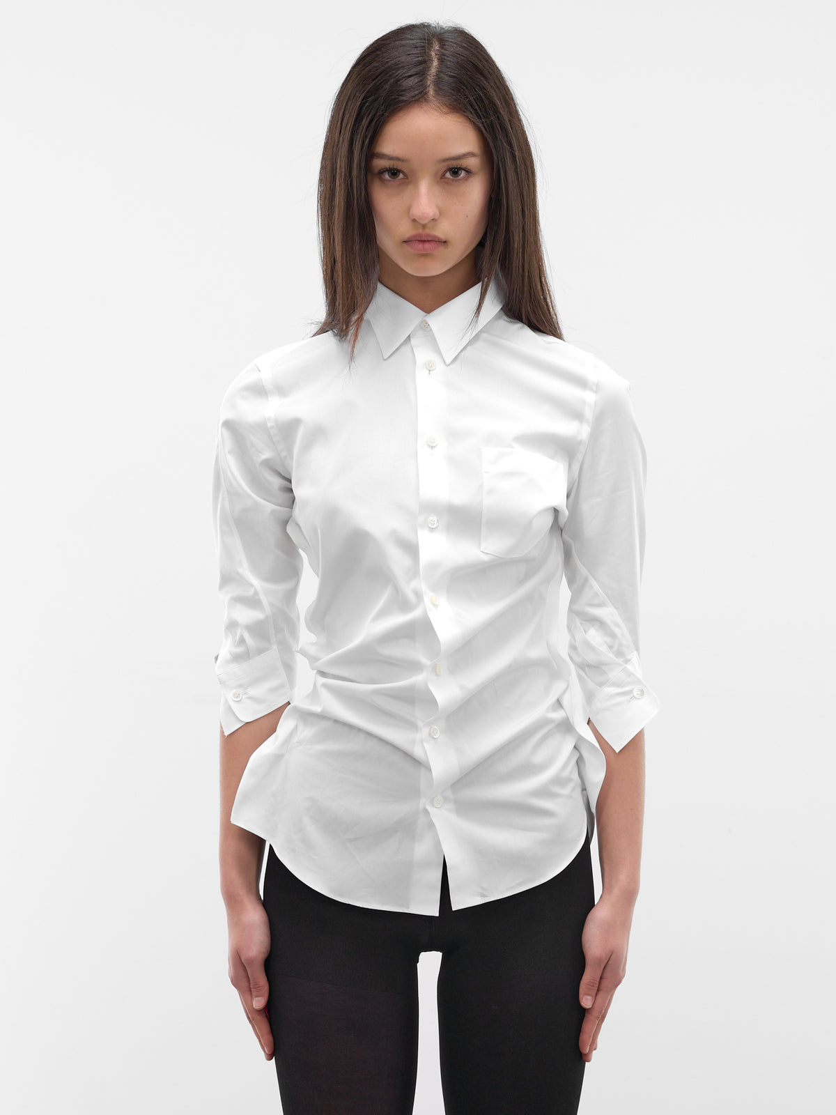 White Asymmetric Cotton Blouse (JQ-B014-S26-WHITE)