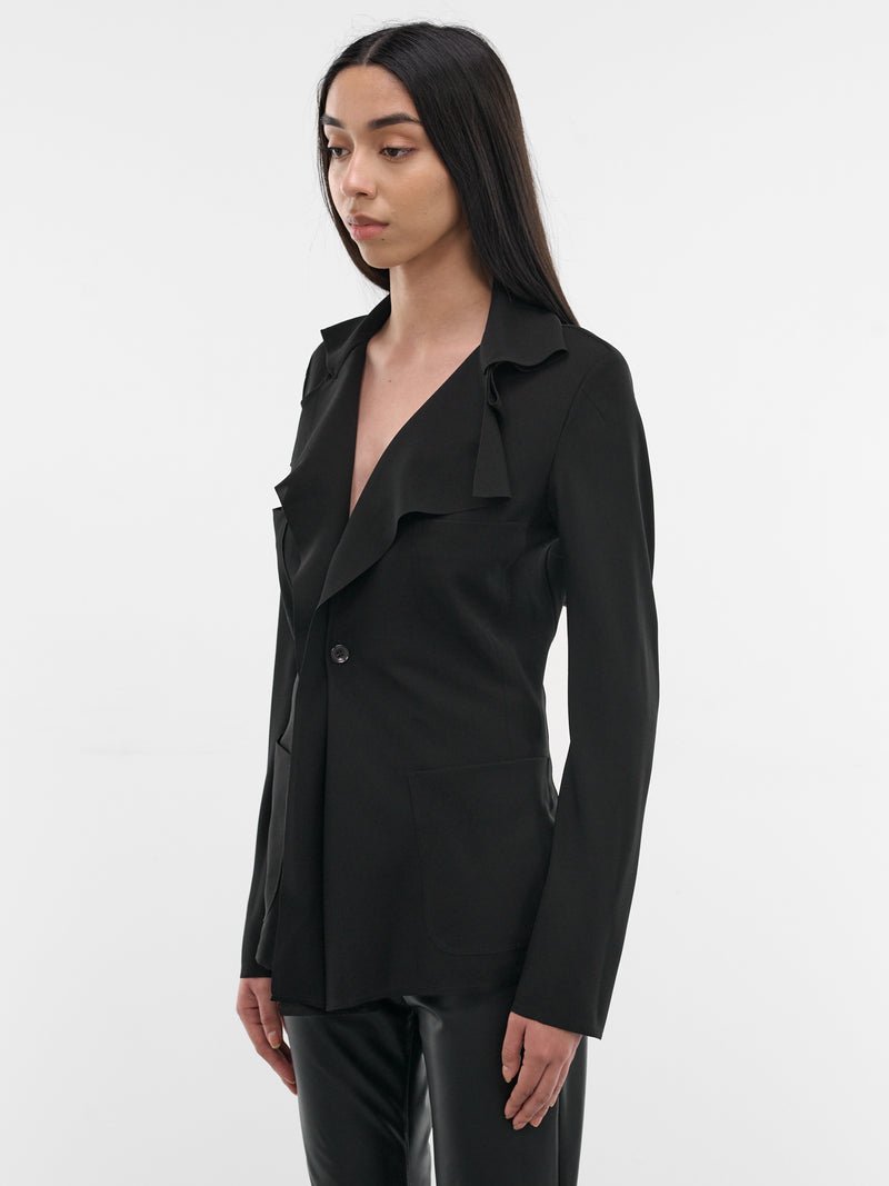 Black Draped Collar Tailored Jacket (JQ-J012-S26-1-BLACK)