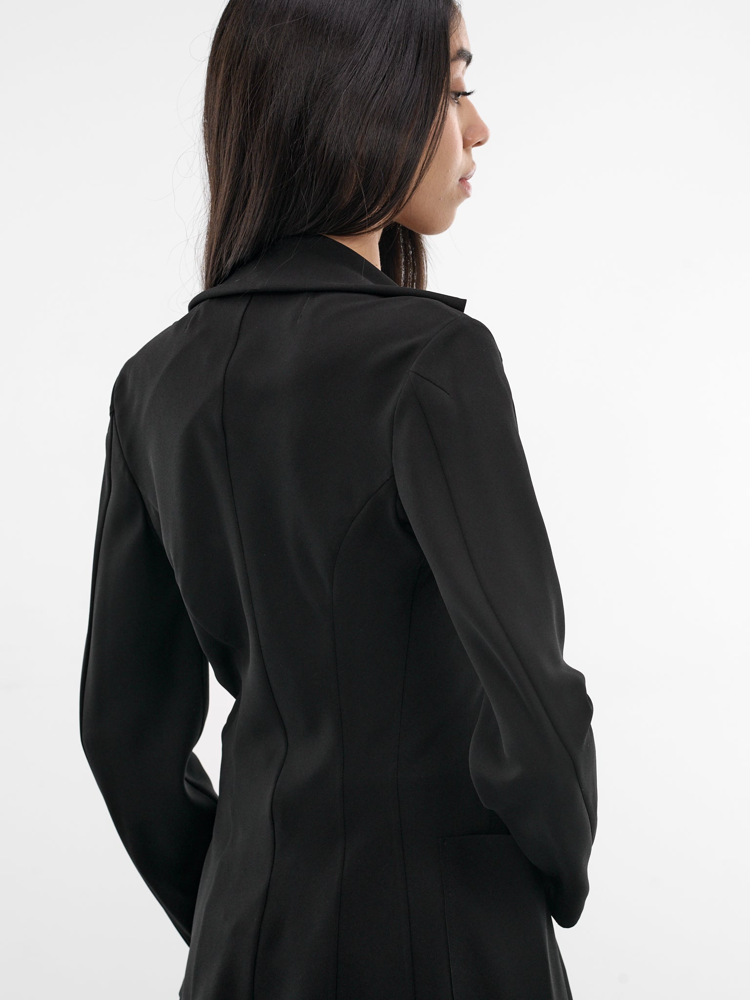 Black Draped Collar Tailored Jacket (JQ-J012-S26-1-BLACK)