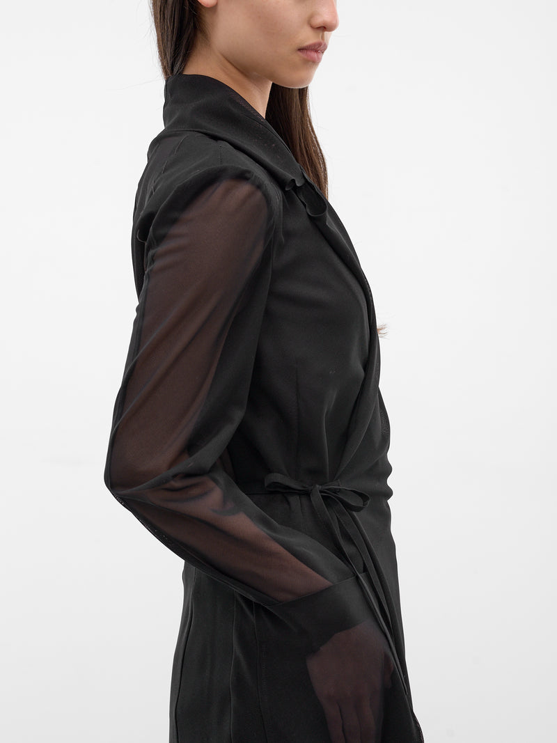 Black Sheer Paneled Wrap Coat (JQ-J021-S26-BLACK)