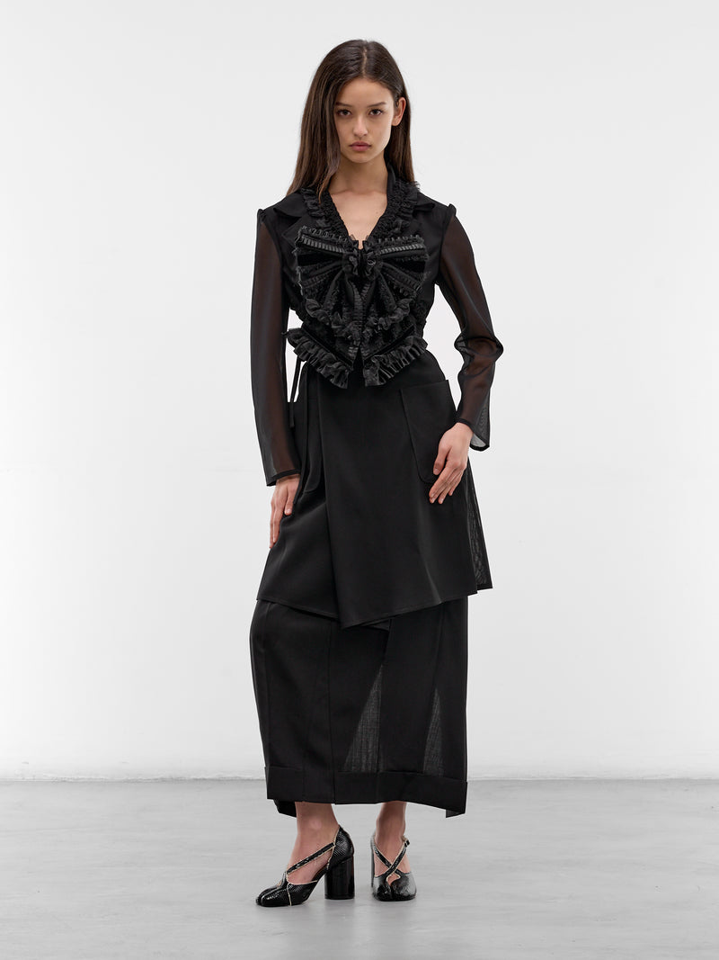 Black Sculptural Bow Tailored Jacket (3Q-V012-S26-BLACK)