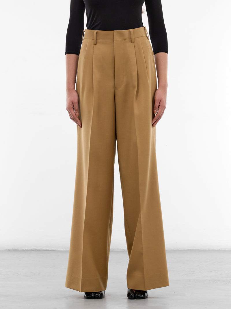 Beige Pleated Wide Tailored Trousers (JQ-P011-S26-BEIGE)
