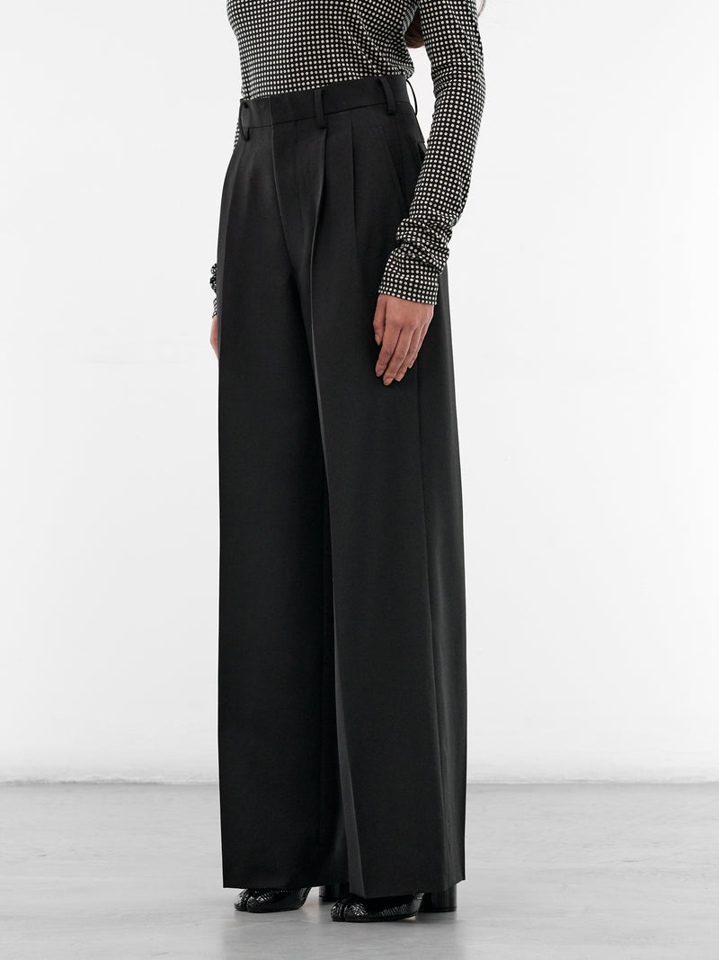 Black Pleated Wide Tailored Trousers (JQ-P011-S26-BLACK)