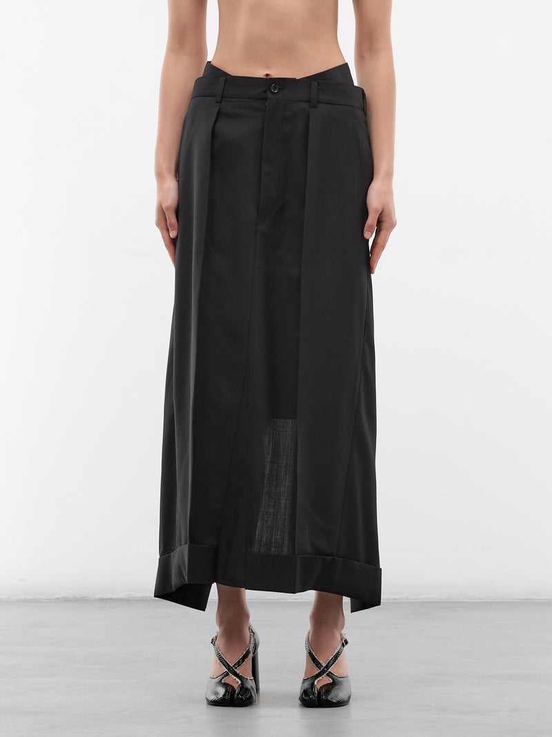 Asymmetric Double Layer Maxi Skirt (JQ-S023-S26-BLACK)