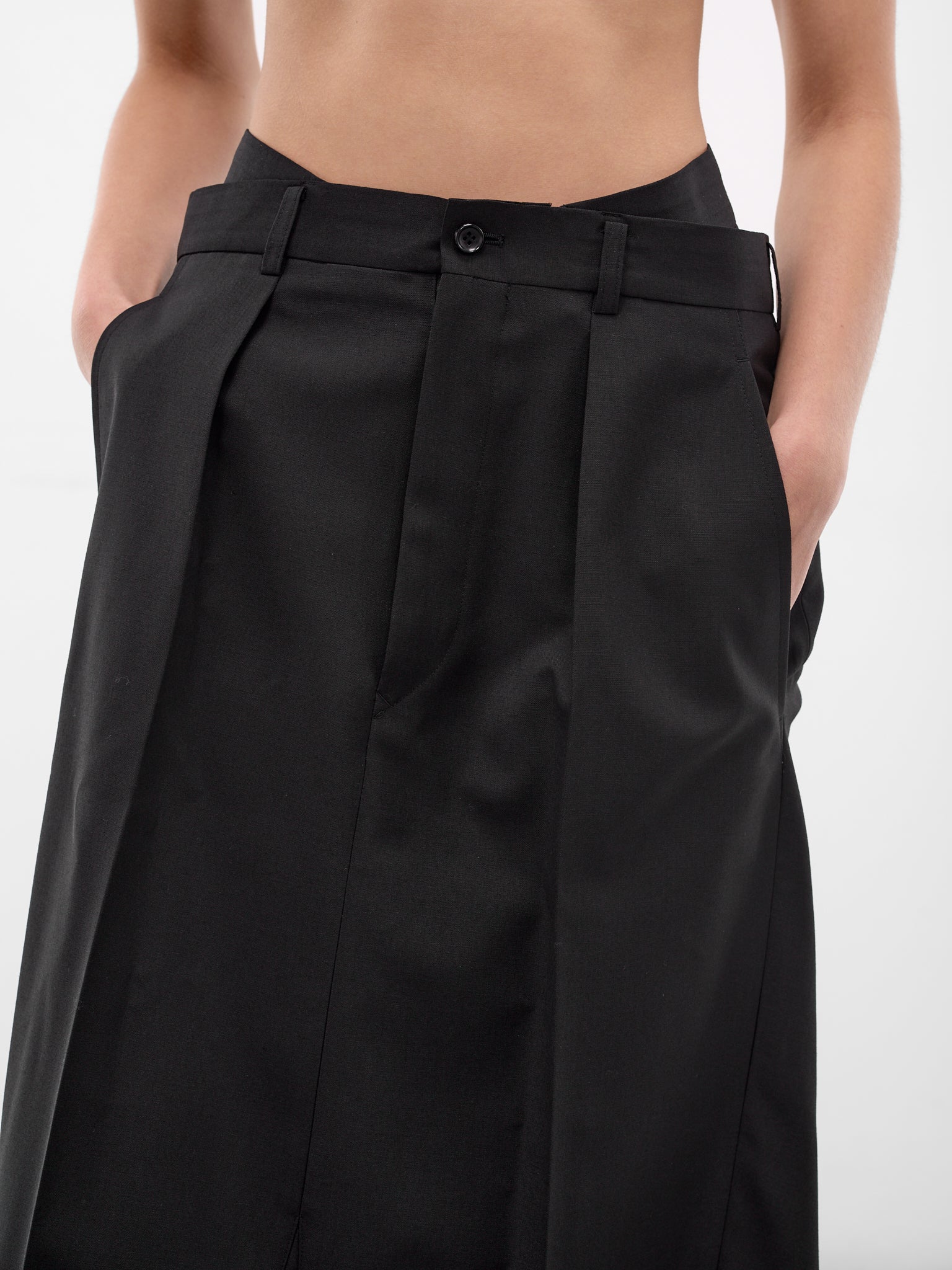 Asymmetric Double Layer Maxi Skirt (JQ-S023-S26-BLACK)