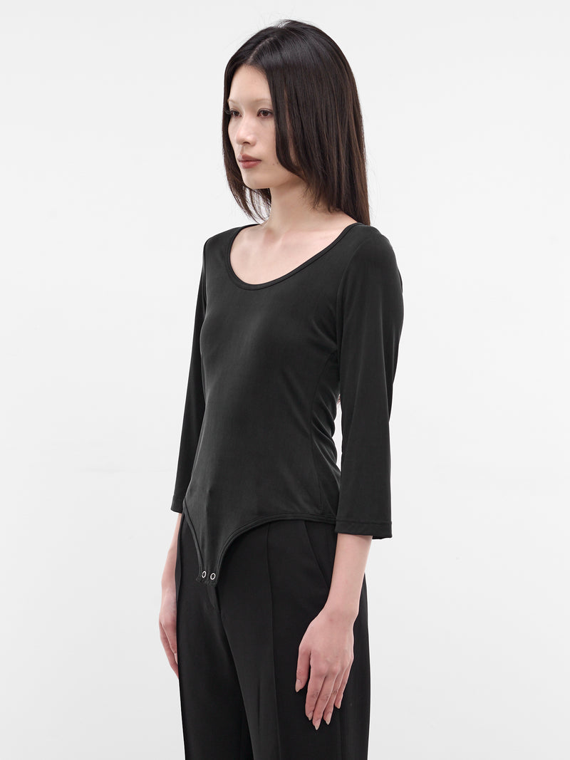 Black Jersey Long Sleeve Bodysuit (JQ-T012-S26-1-BLACK)