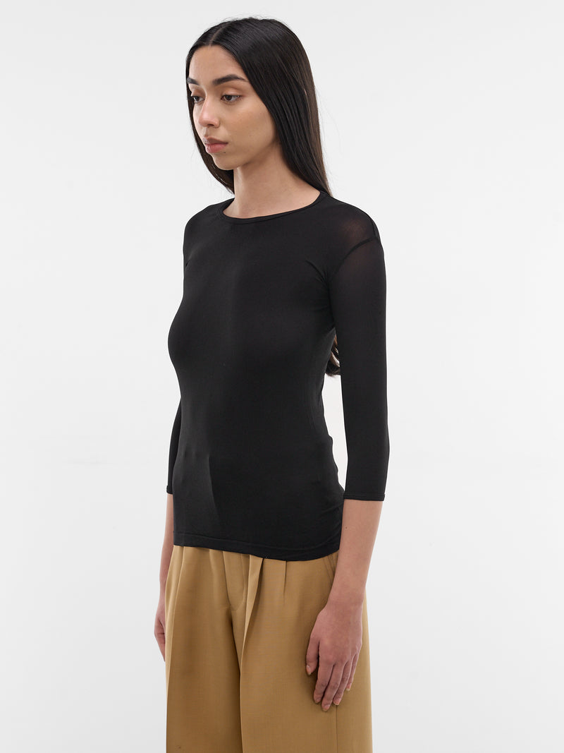 Black Nylon Three-Quarter Tee (JQ-T015-S26-1-BLACK)