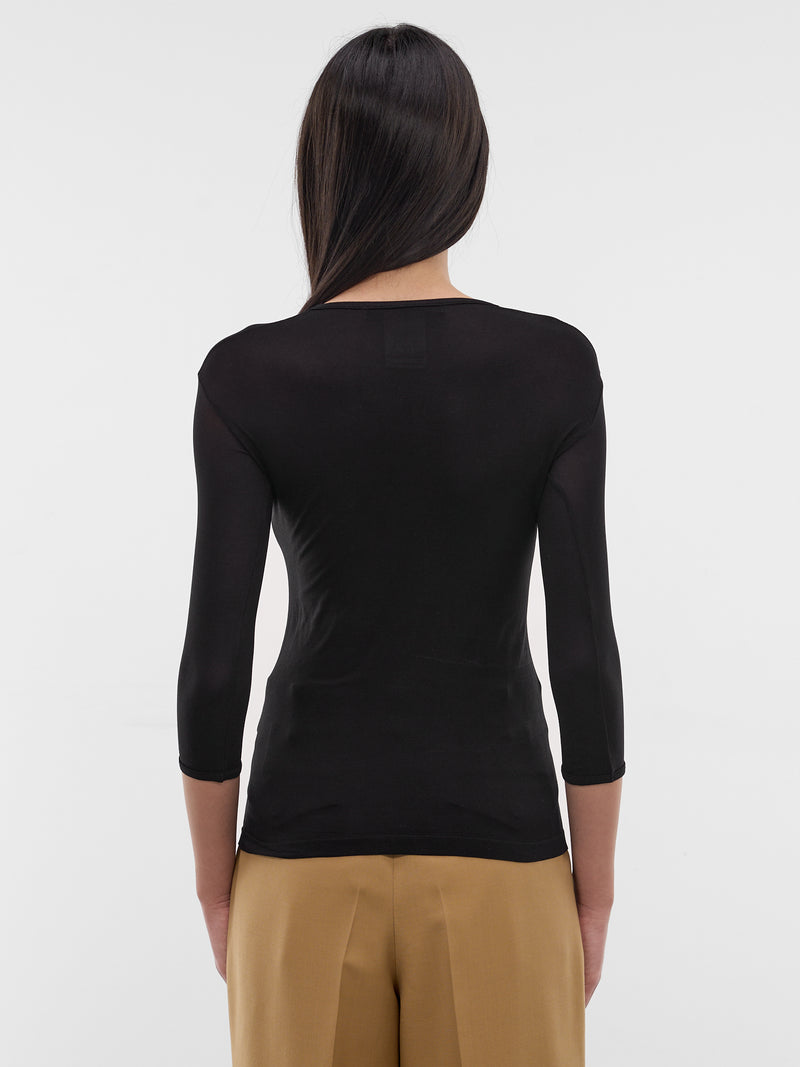 Black Nylon Three-Quarter Tee (JQ-T015-S26-1-BLACK)