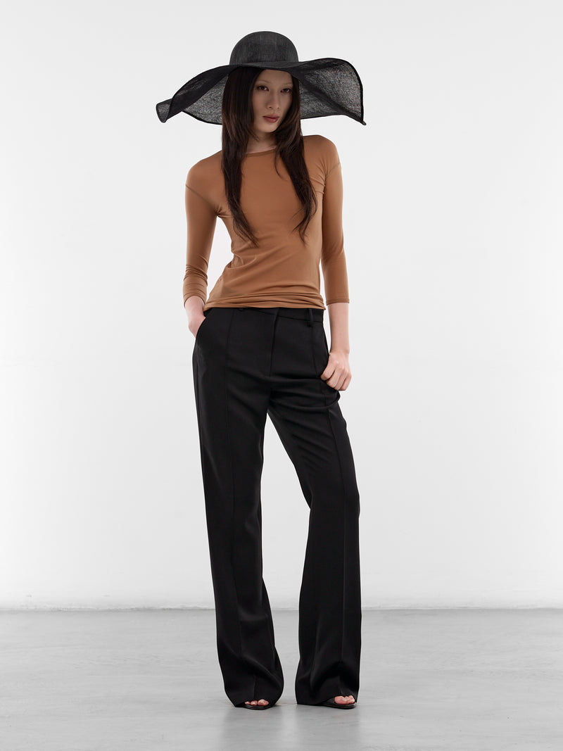 Brown Nylon Long Sleeve Top (JQ-T015-S26-2-BROWN)