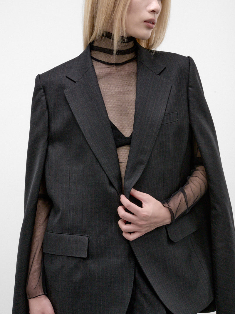 Charcoal Wool Split Sleeves Blazer (JR-J018-W26-CHARCOAL)
