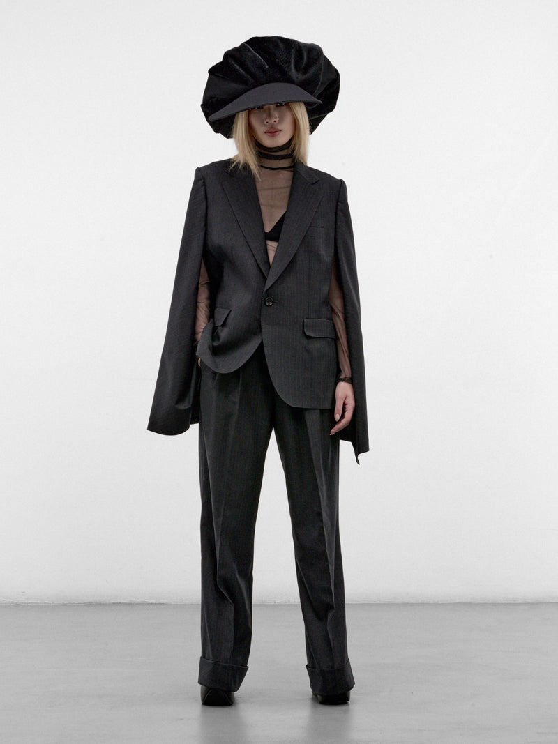 Charcoal Wool Pleated Wide Trousers (JR-P006-W26-CHARCOAL)