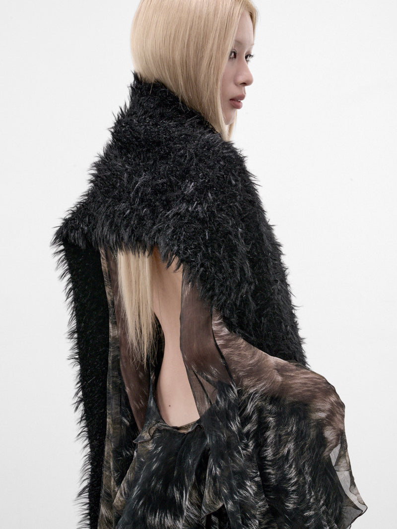 Black Fuzzy Stole (JR-N013-W26-BLACK)