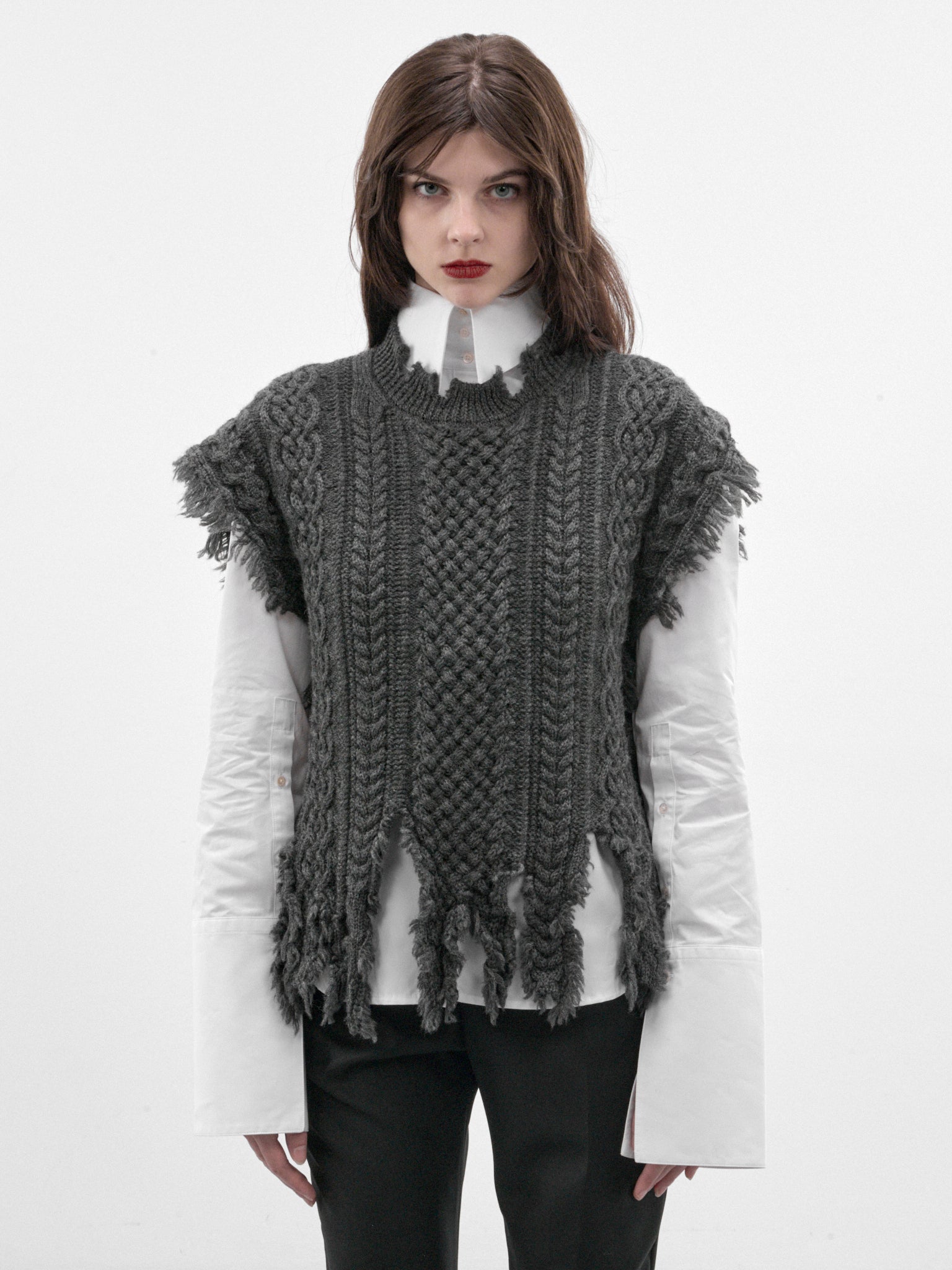 Gray Cable Knit Sweater (JR-N015-W26-GREY)