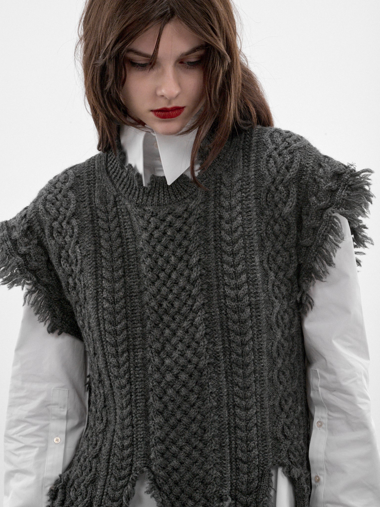 Gray Cable Knit Sweater (JR-N015-W26-GREY)