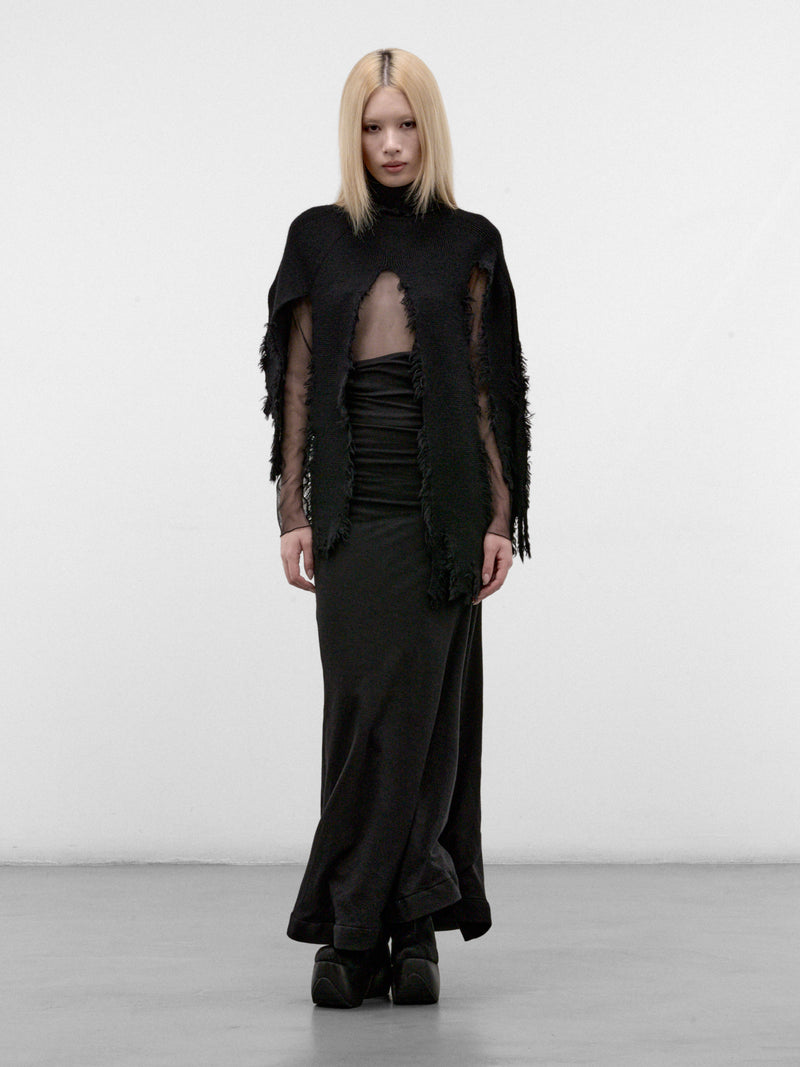 Black Distressed Cape Sweater (JR-N016-W26-BLACK)