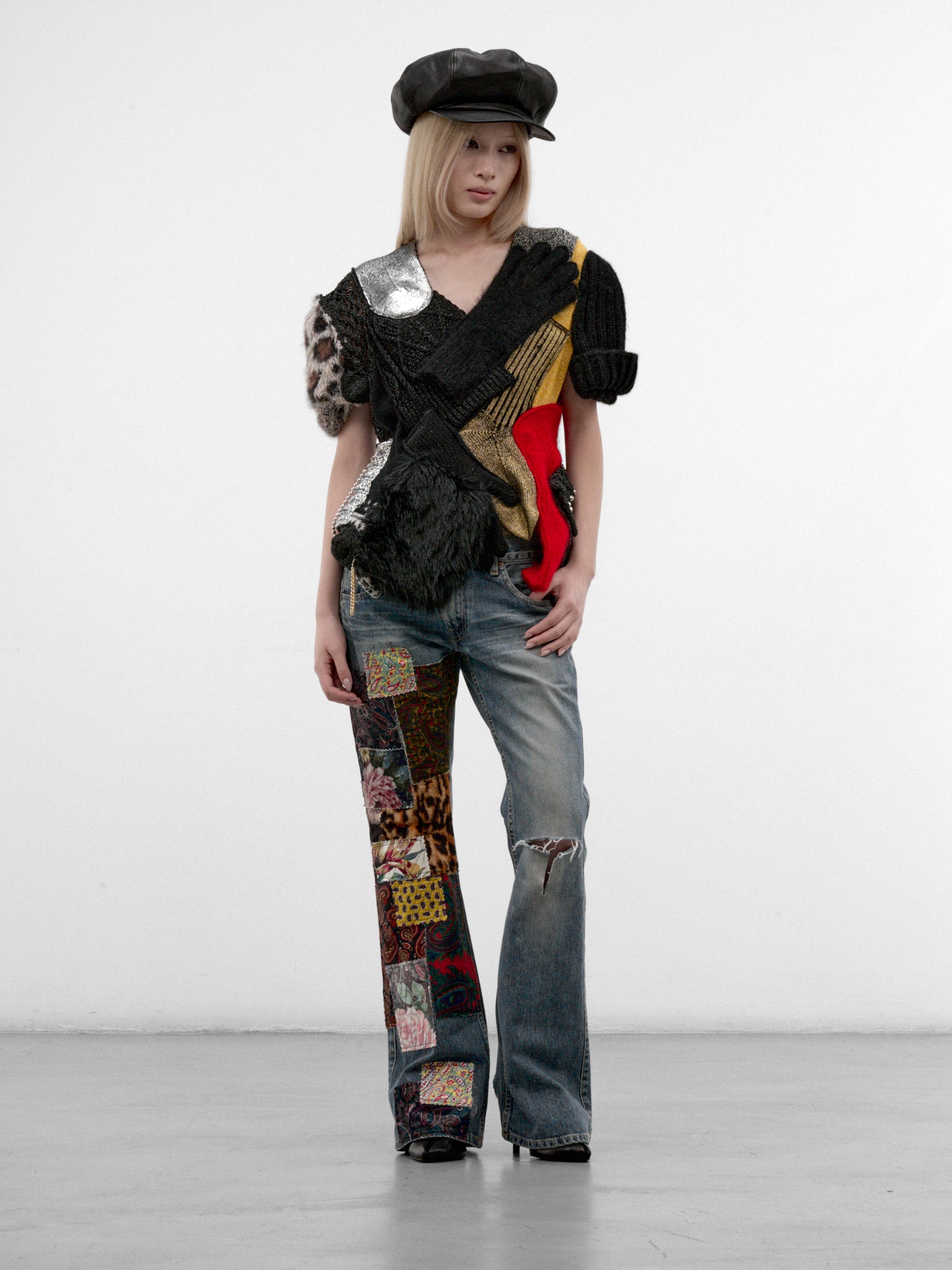 Multi-Color Patchwork Knit Sweater (JR-N020-W26-MULTI)
