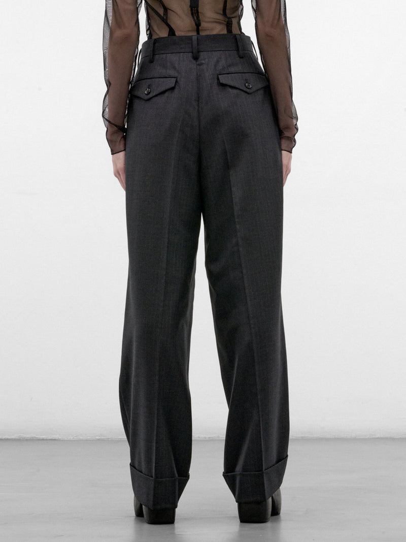 Charcoal Wool Pleated Wide Trousers (JR-P006-W26-CHARCOAL)