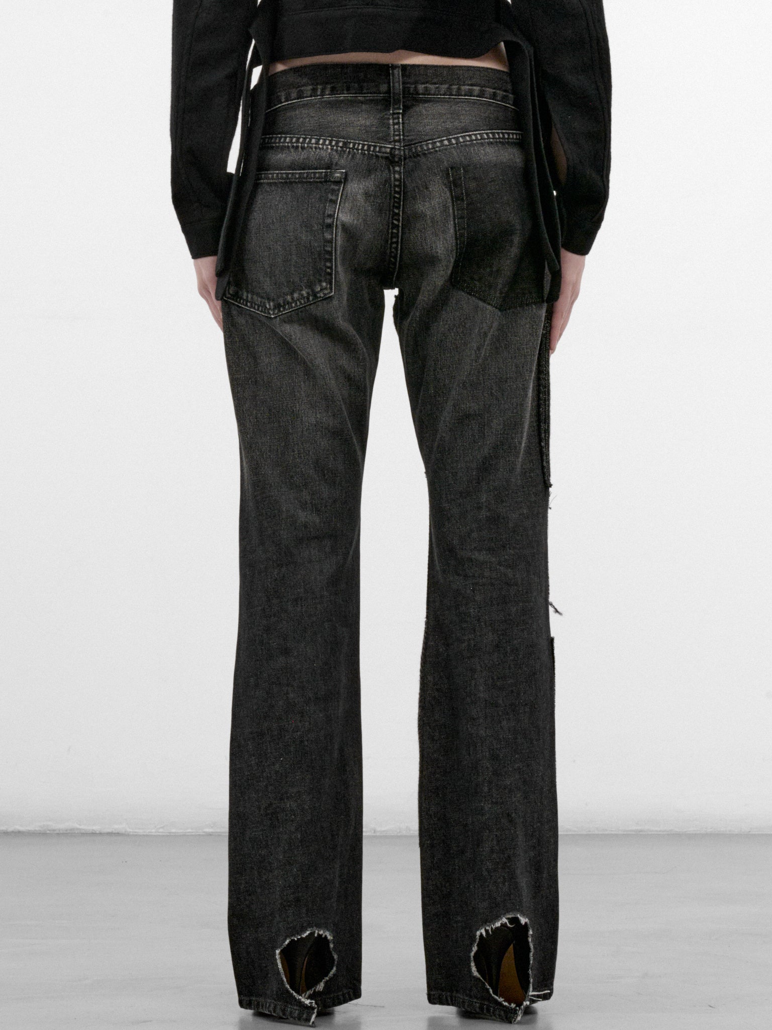 Black Patchwork Denim Jeans (JR-P013-W26-BLACK-MIX)