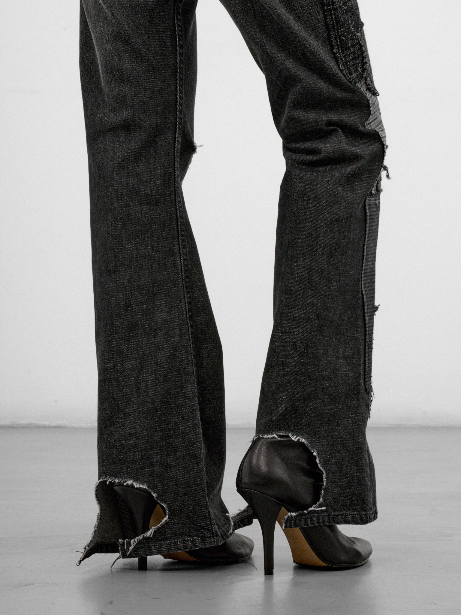 Black Patchwork Denim Jeans (JR-P013-W26-BLACK-MIX)
