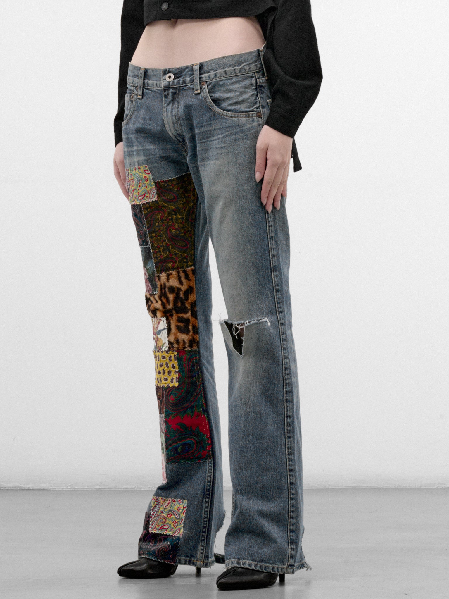 Indigo Patchwork Denim Jeans (JR-P013-W26-INDIGO-MIX)