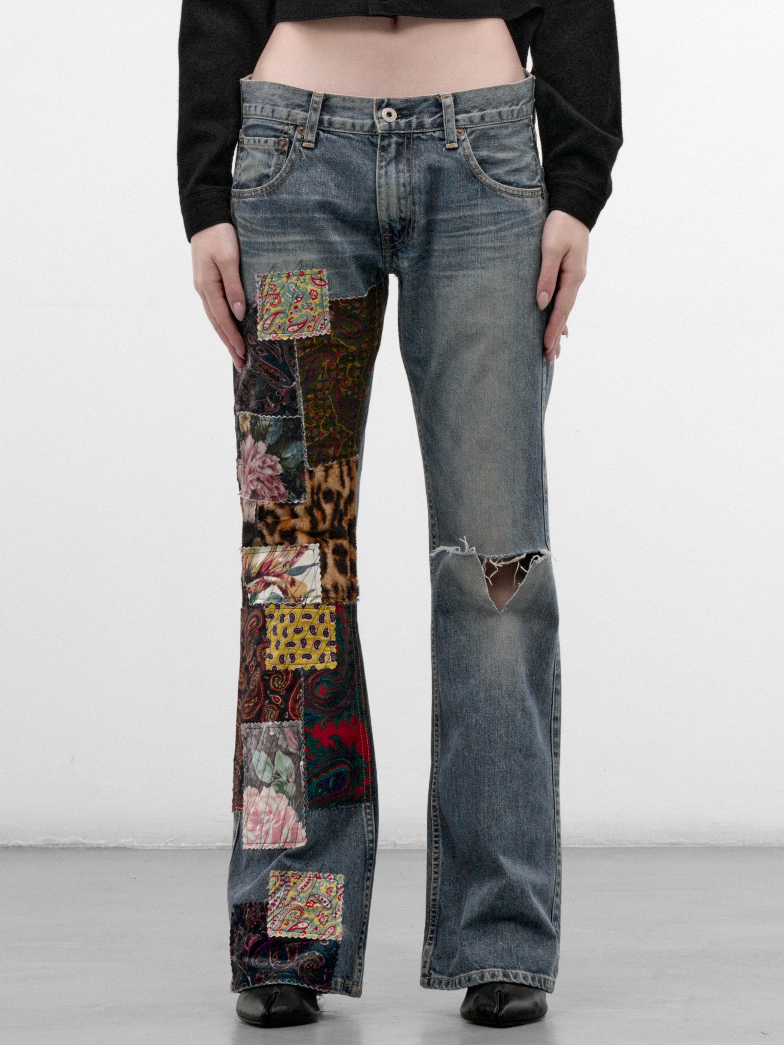 Indigo Patchwork Denim Jeans (JR-P013-W26-INDIGO-MIX)