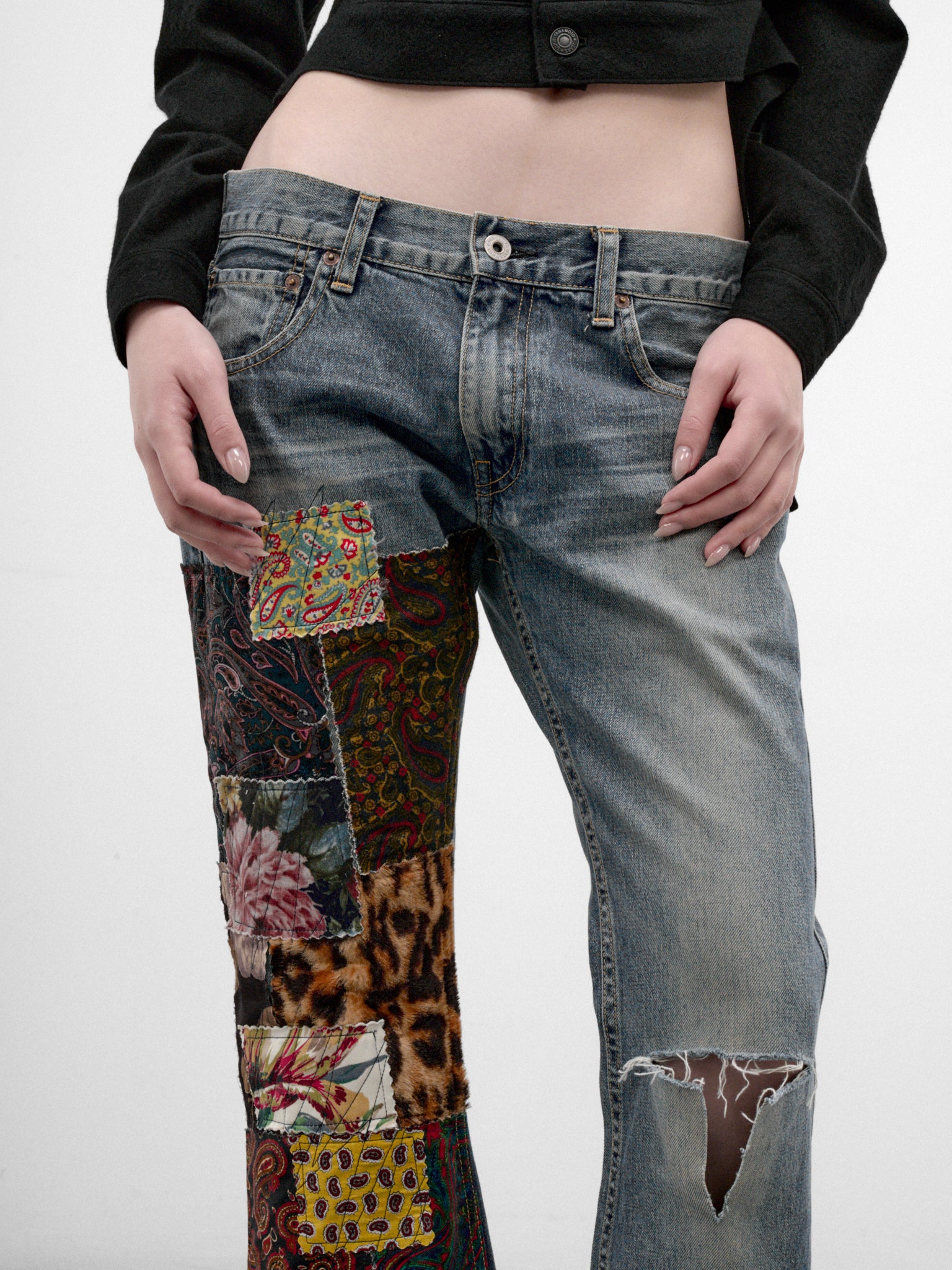 Indigo Patchwork Denim Jeans (JR-P013-W26-INDIGO-MIX)