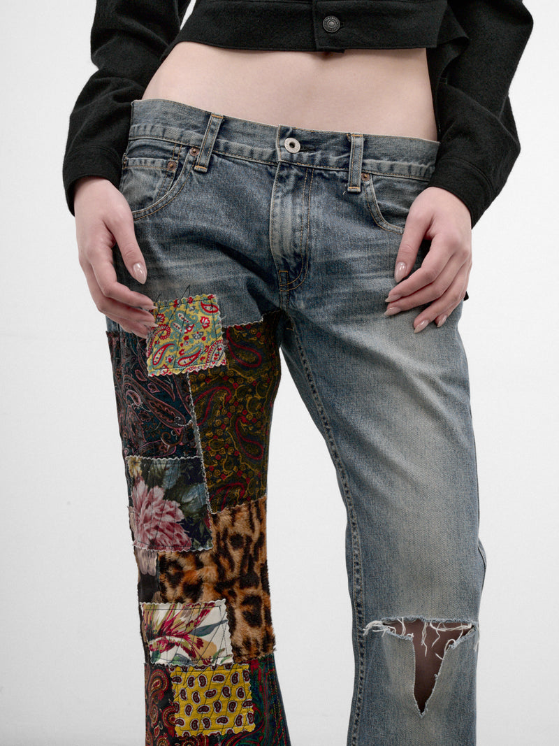 Indigo Patchwork Denim Jeans (JR-P013-W26-INDIGO-MIX)