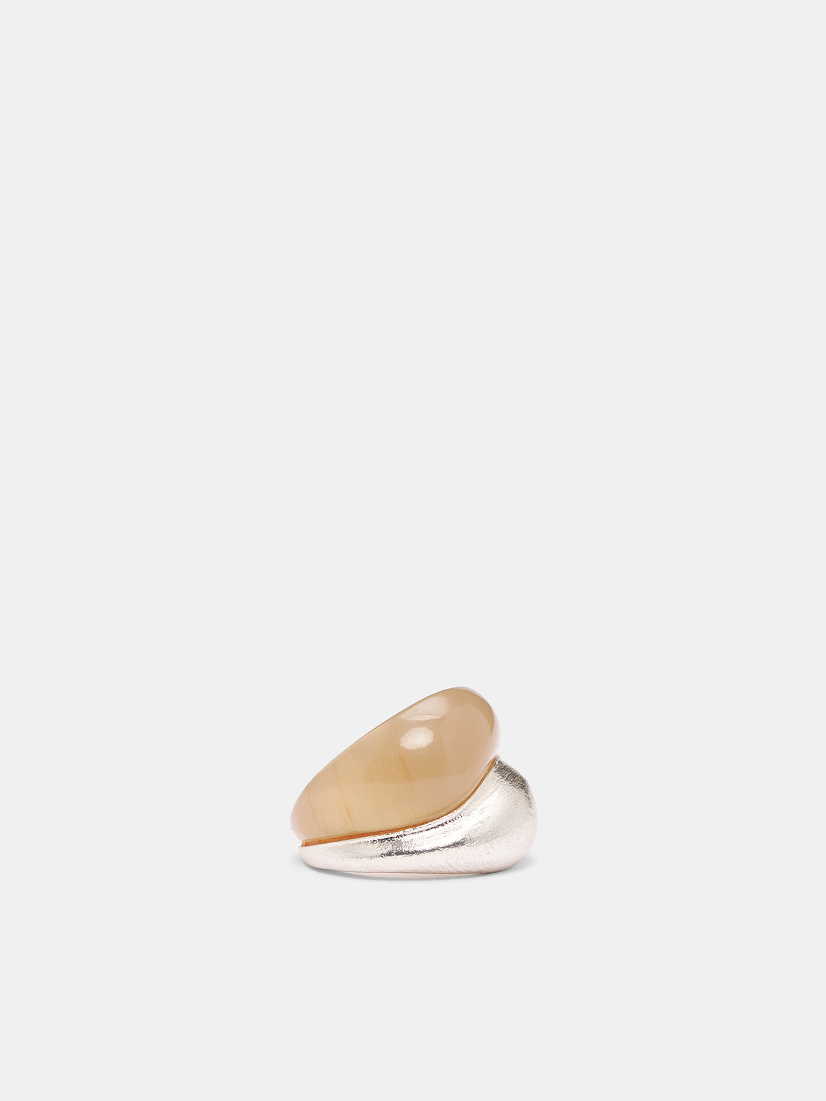 Hazel Twinned Circles Silver Ring (JR01H1YE450-LIGHT-HAZEL)