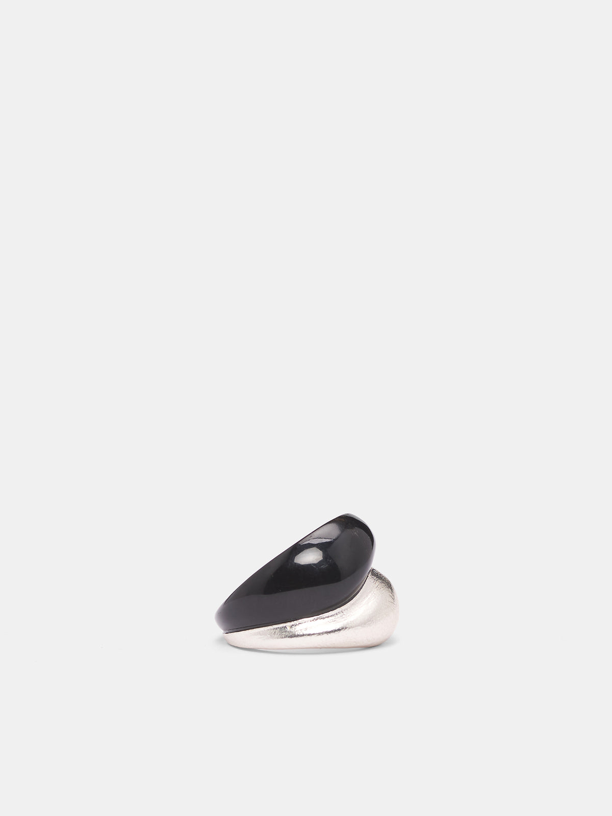 Black Twinned Circles Silver Ring (JR01H1BL900-BLACK)