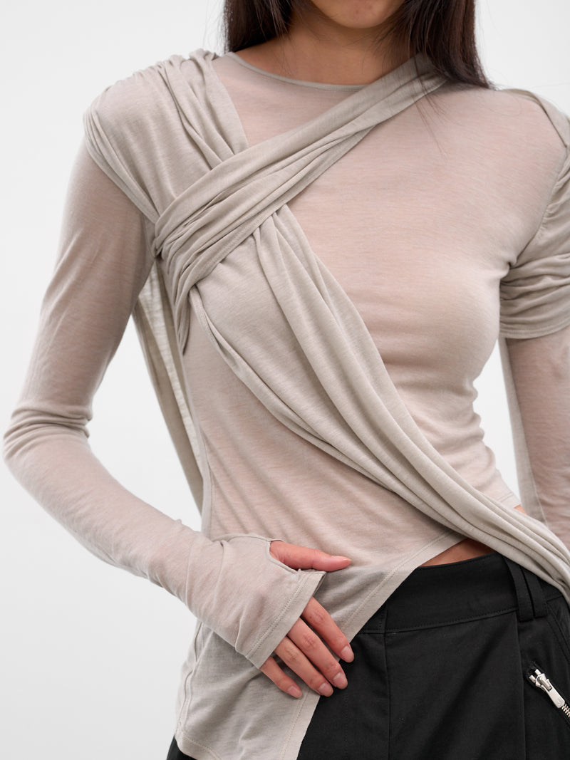 Gray Layered Draping Blouse (JS03-GRAY)