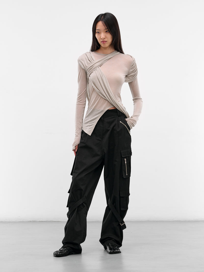 Gray Layered Draping Blouse (JS03-GRAY)