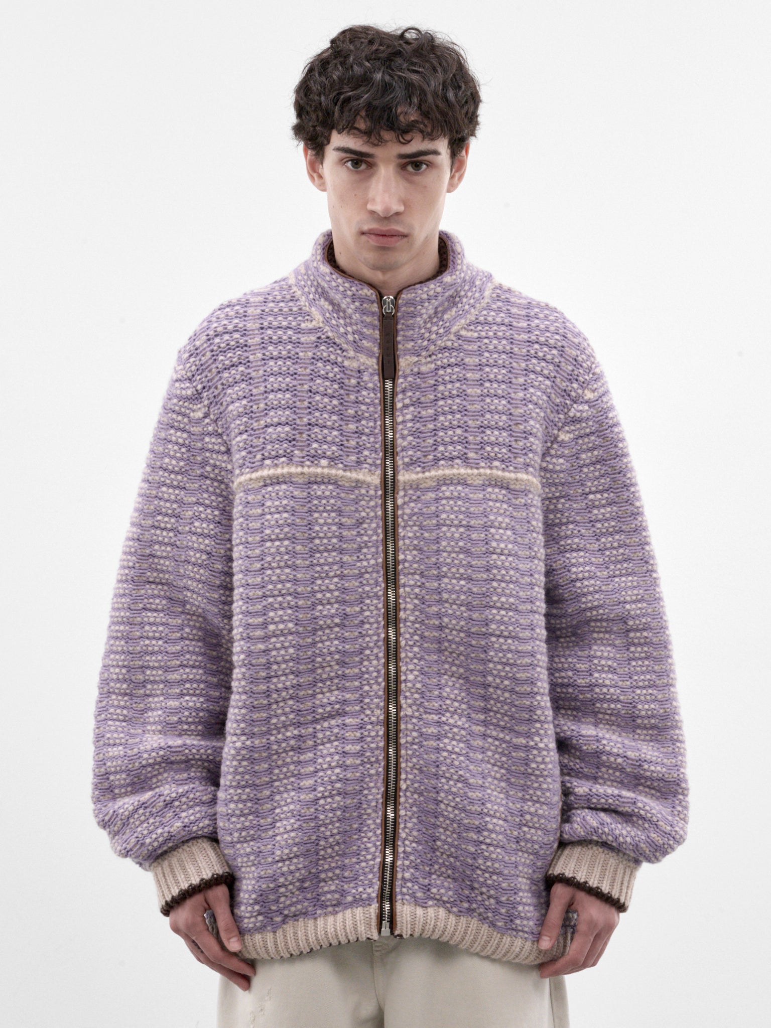 Lavender Textured Knit Jacket (JUMG0006NQ-UFW100-LAVENDER)