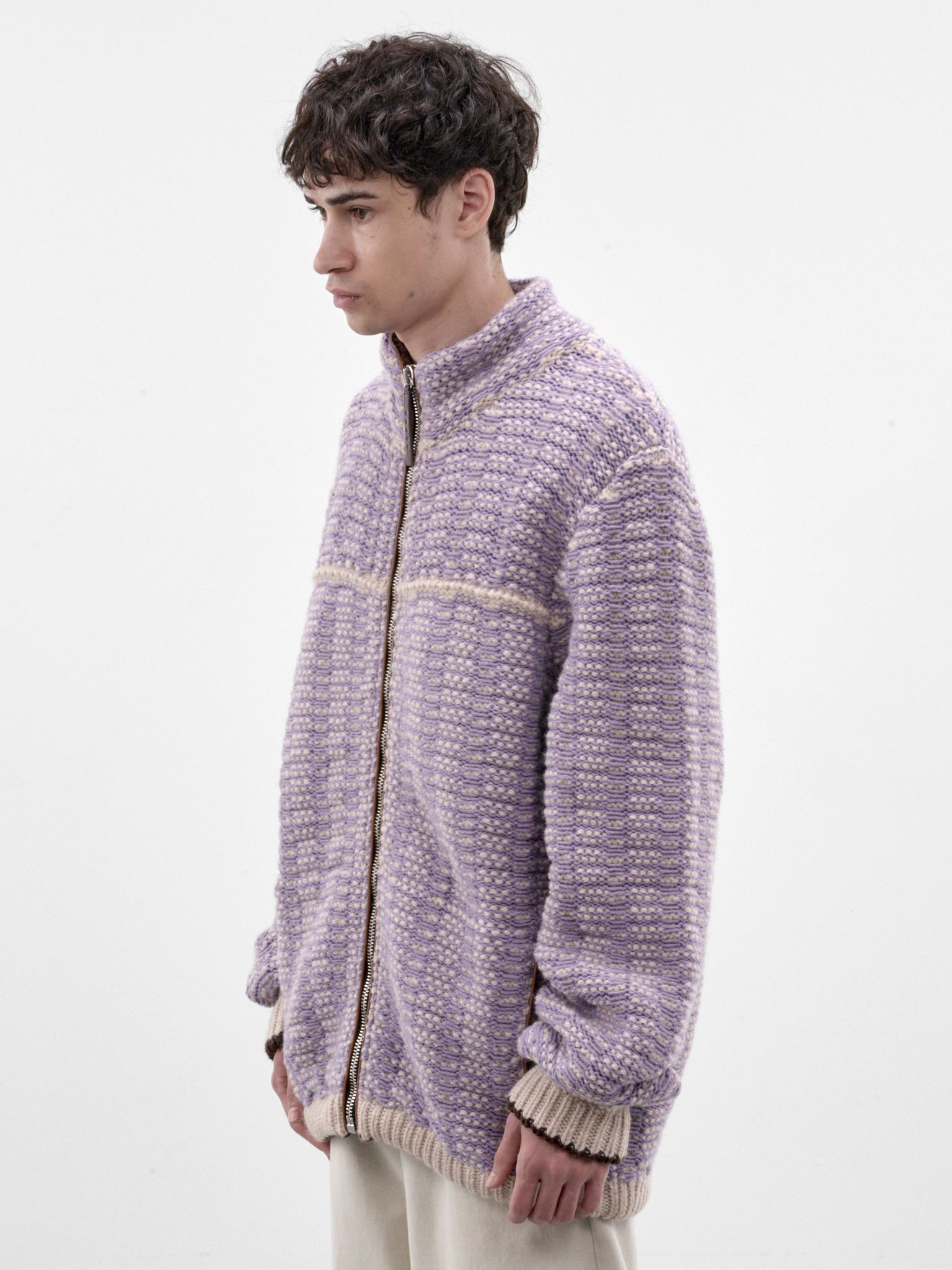 Lavender Textured Knit Jacket (JUMG0006NQ-UFW100-LAVENDER)