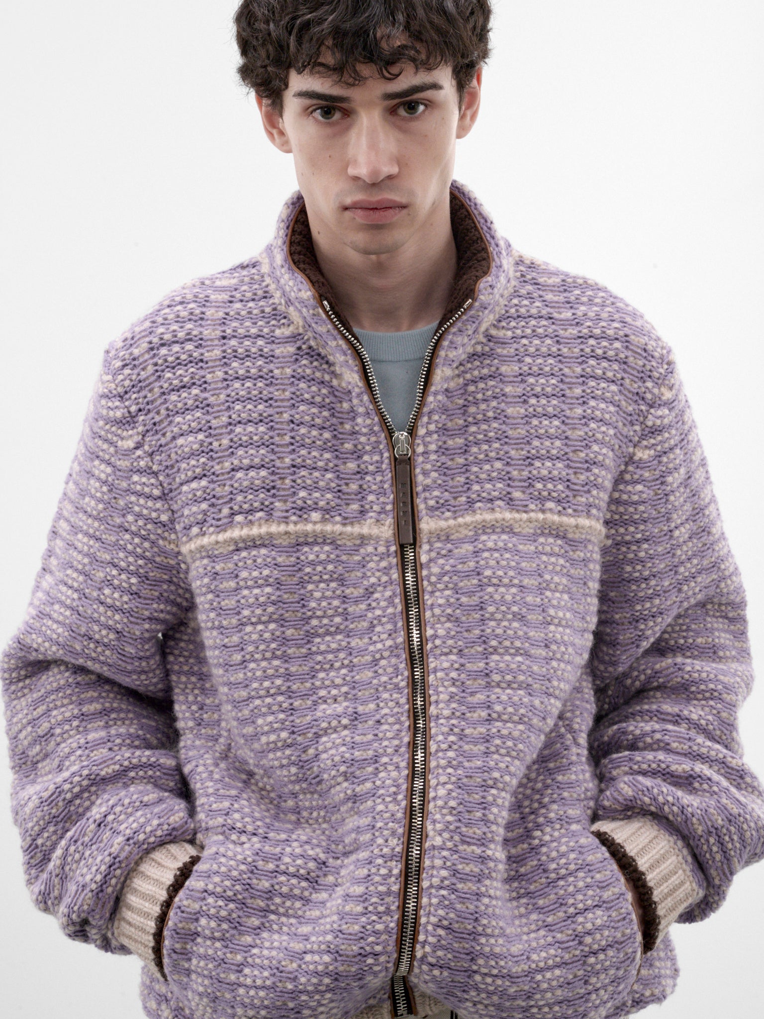 Lavender Textured Knit Jacket (JUMG0006NQ-UFW100-LAVENDER)