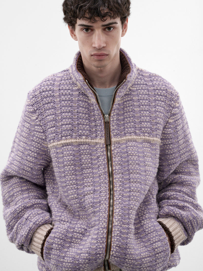 Lavender Textured Knit Jacket (JUMG0006NQ-UFW100-LAVENDER)