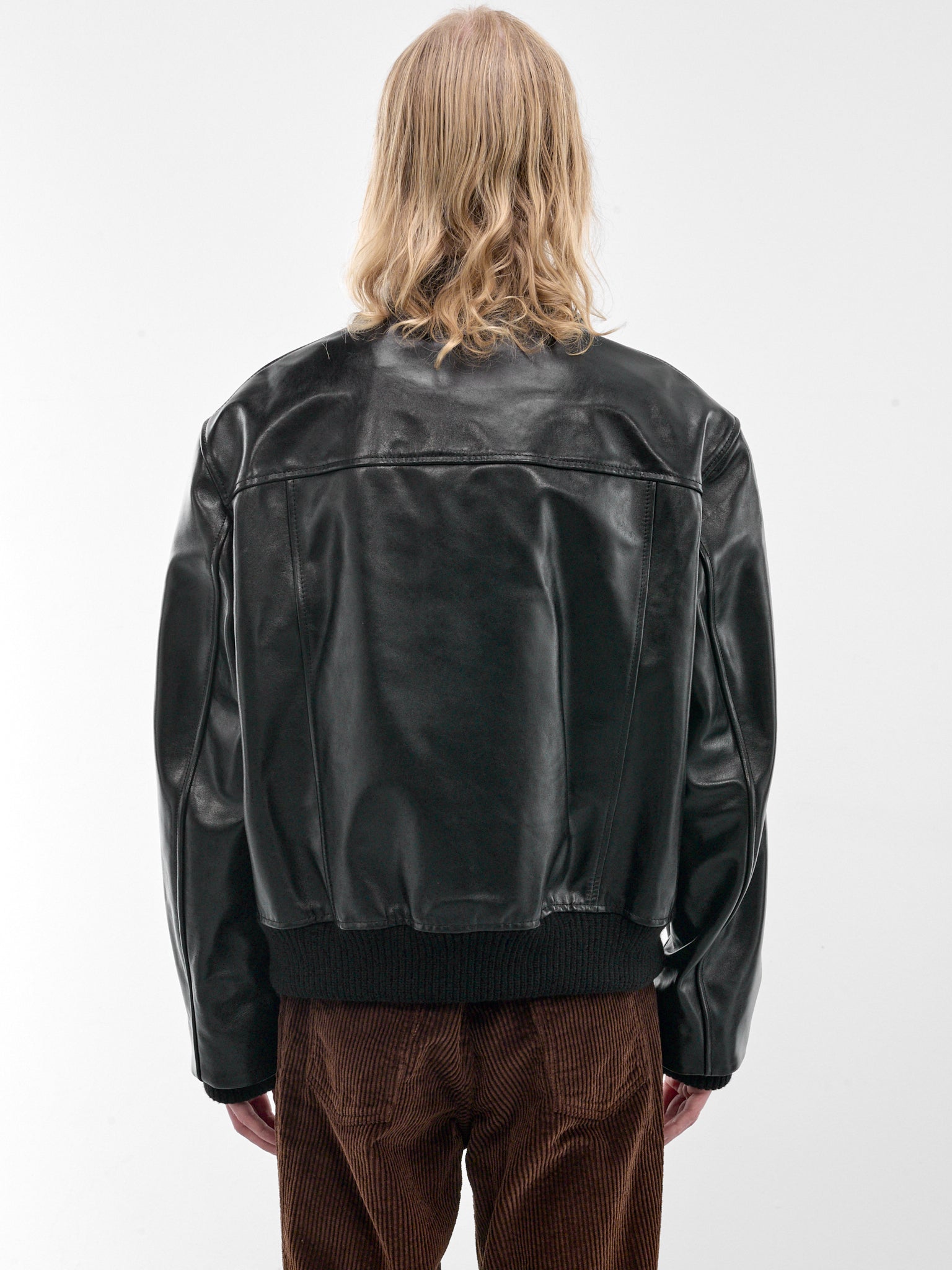 Black Leather Boxy Zip Jacket (JUMY0218LQ-ULV895-BLACK)