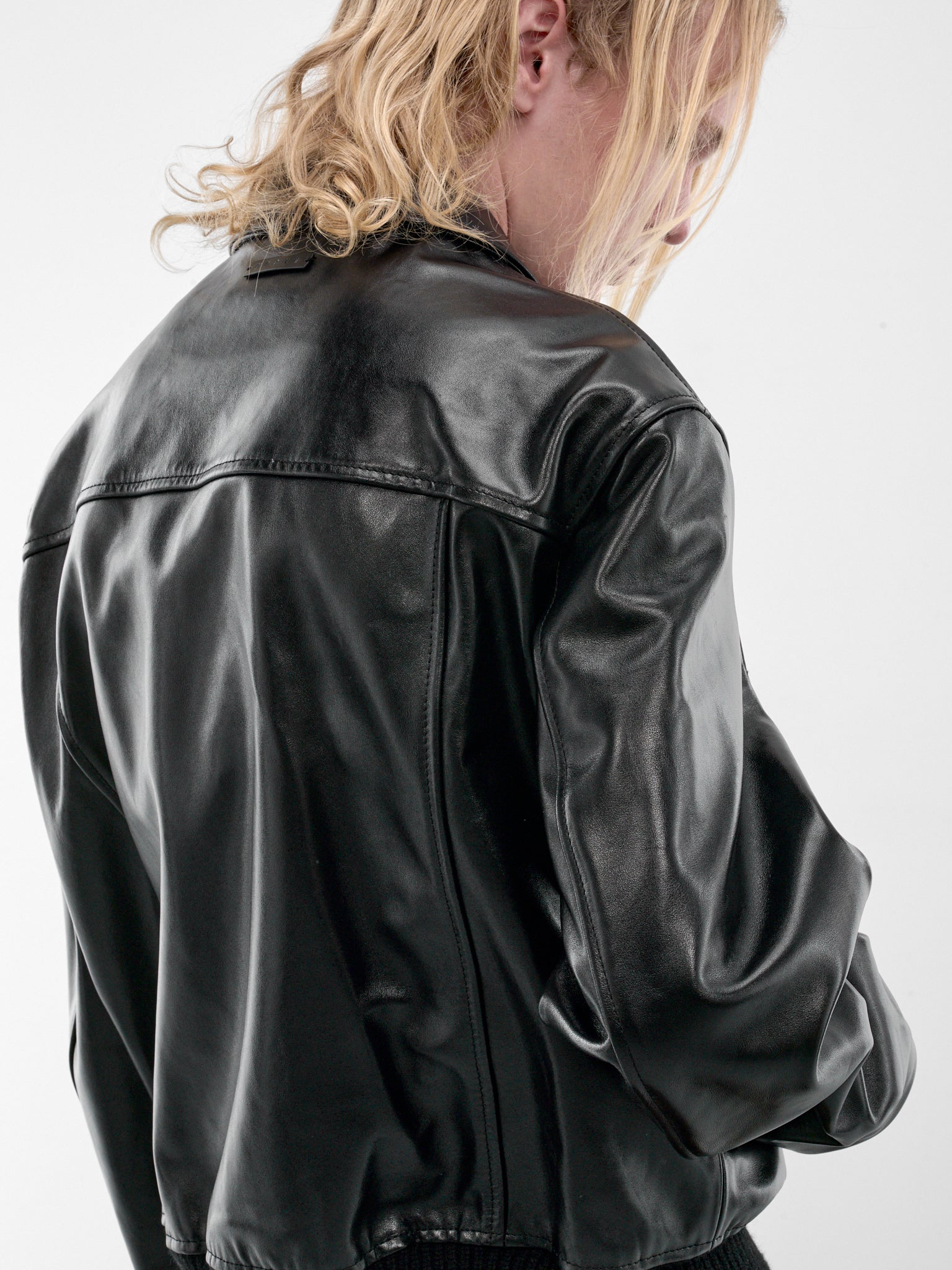 Black Leather Boxy Zip Jacket (JUMY0218LQ-ULV895-BLACK)
