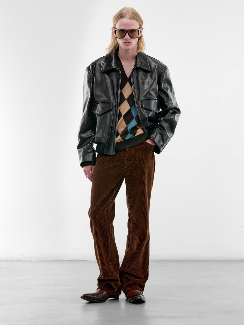 Brown Corduroy Flared Pants (PUMU0354G0-USCZ28-DARK-BROWN)