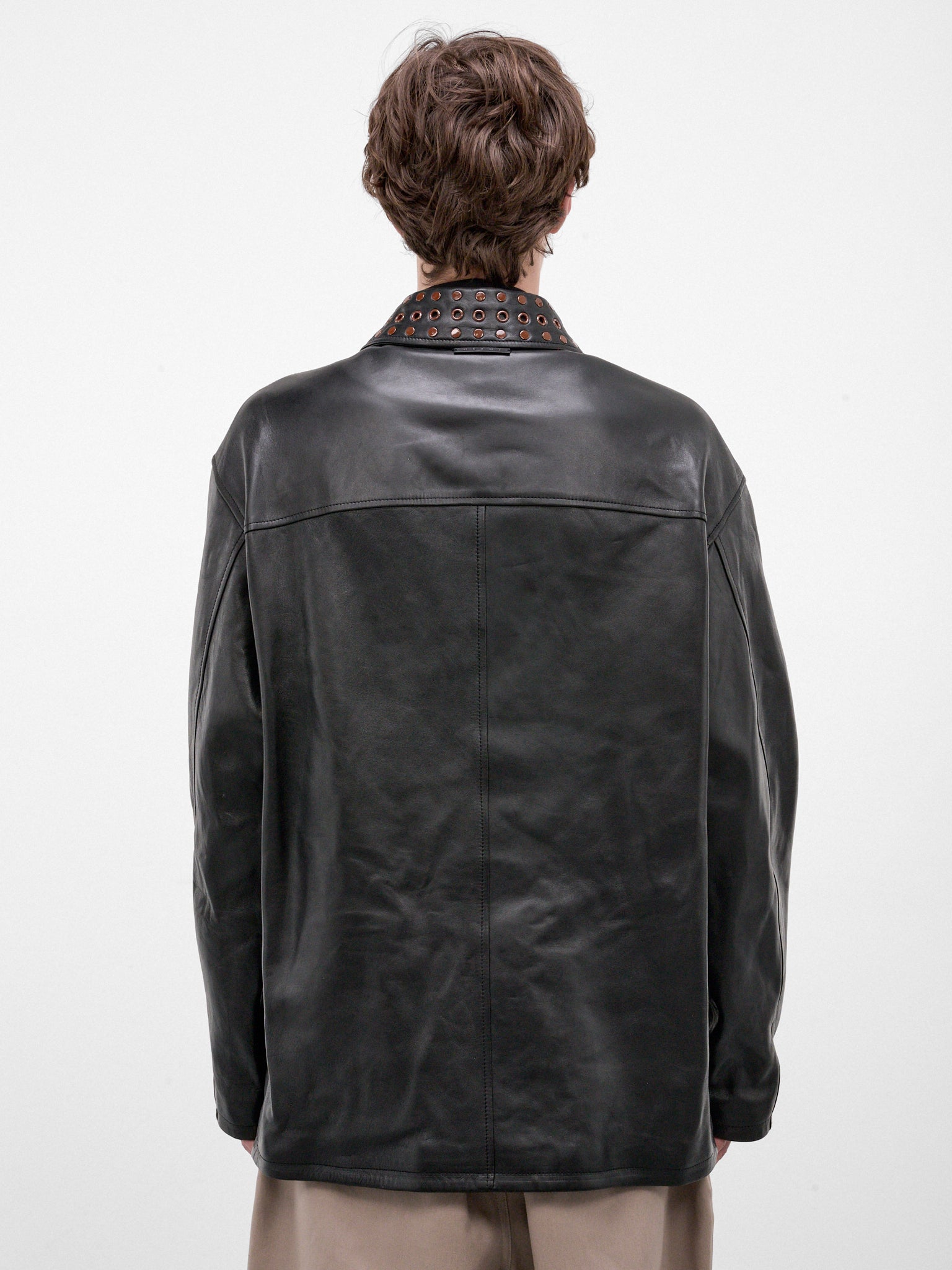 Black Leather Eyelet Jacket (JUMY0219UX-ULA770-00N99-BLACK)