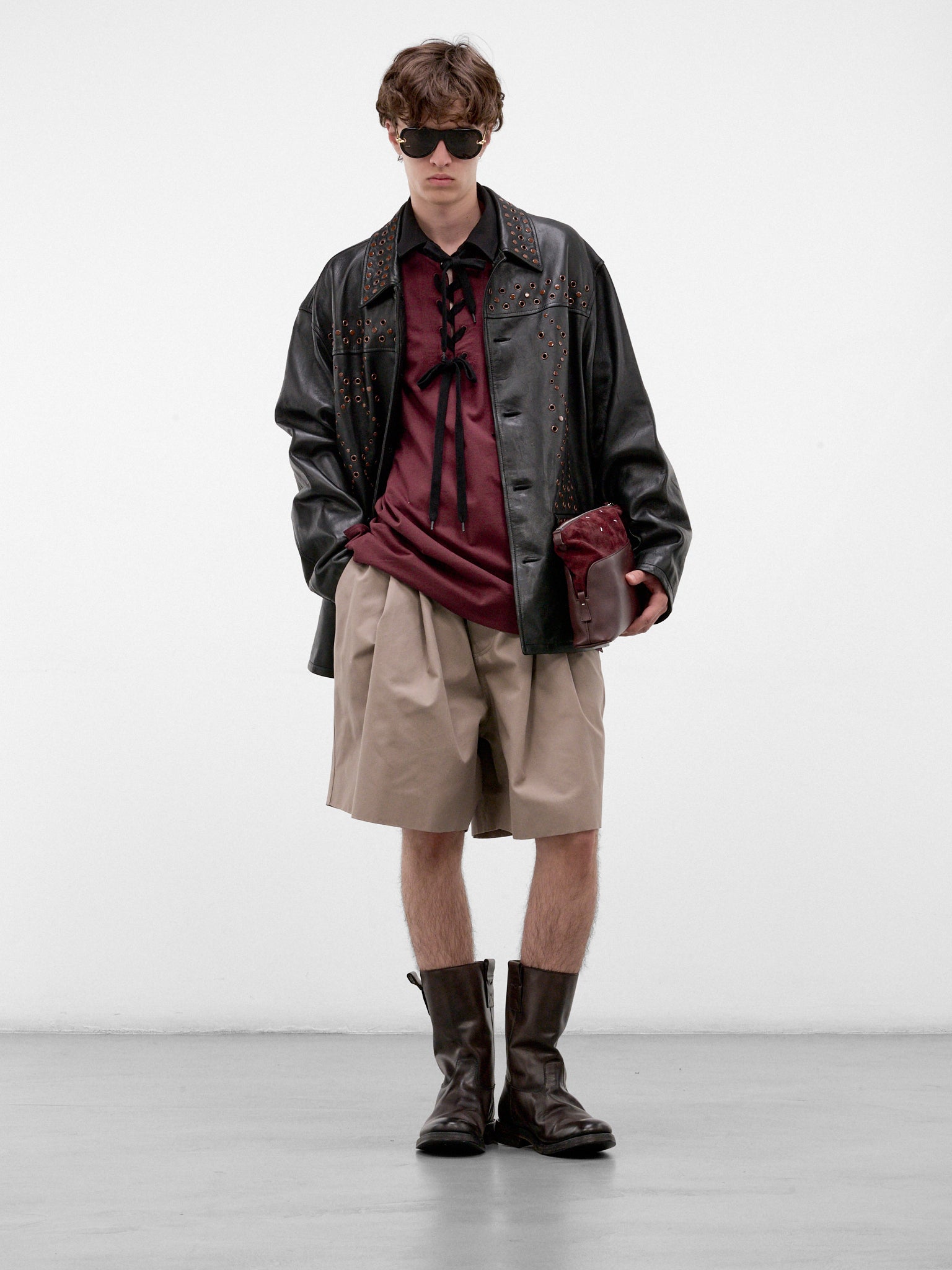Black Leather Eyelet Jacket (JUMY0219UX-ULA770-00N99-BLACK)