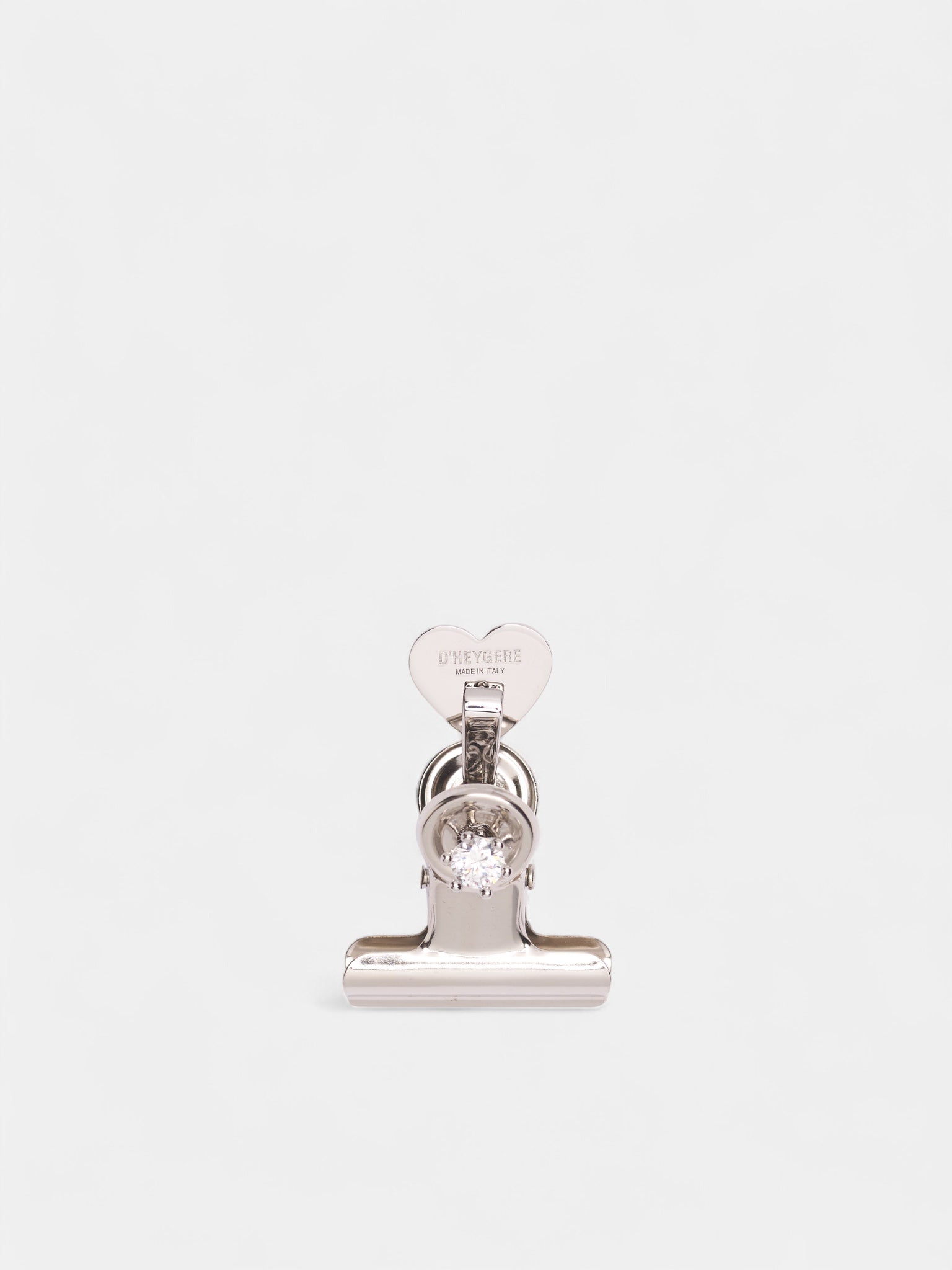 Silver Trompe L'oeil Clip Earring (JW08-SILVER-WHITE)