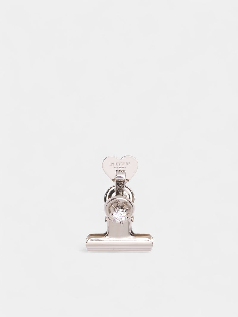 Silver Trompe L'oeil Clip Earring (JW08-SILVER-WHITE)