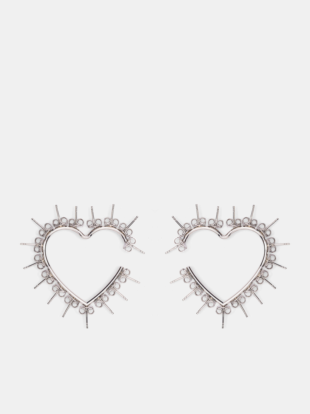 Silver Heart Hoop Stud Earrings (JW11-SILVER)