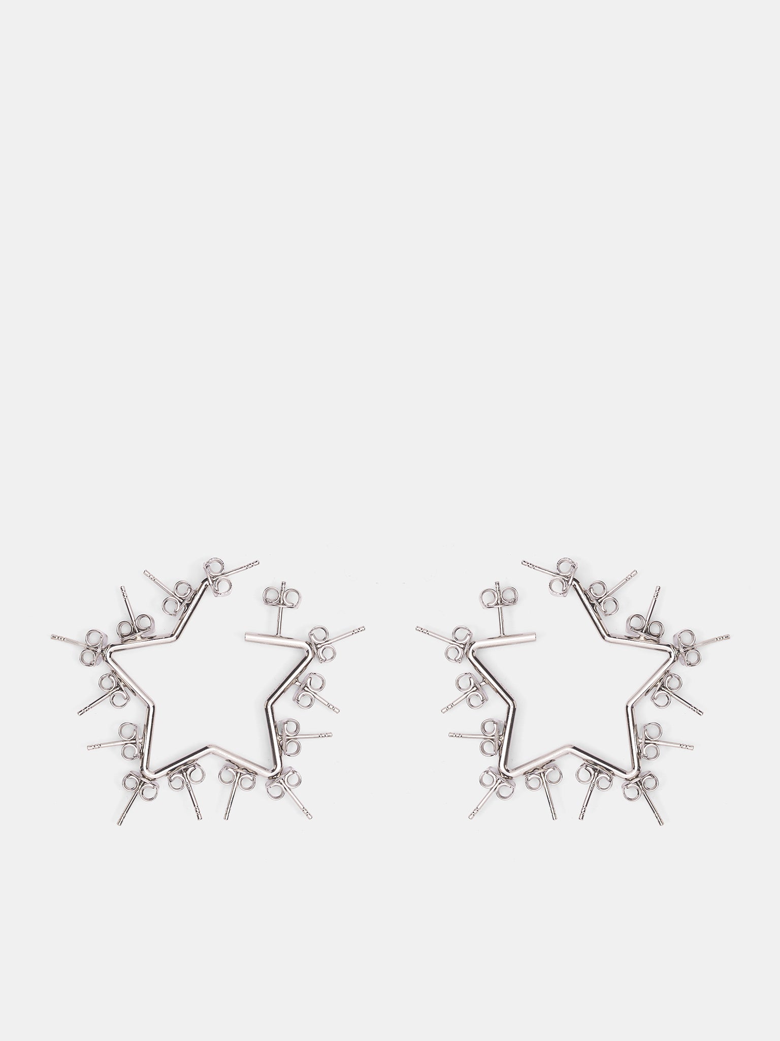 Silver Star Hoop Stud Earrings (JW12-SILVER)