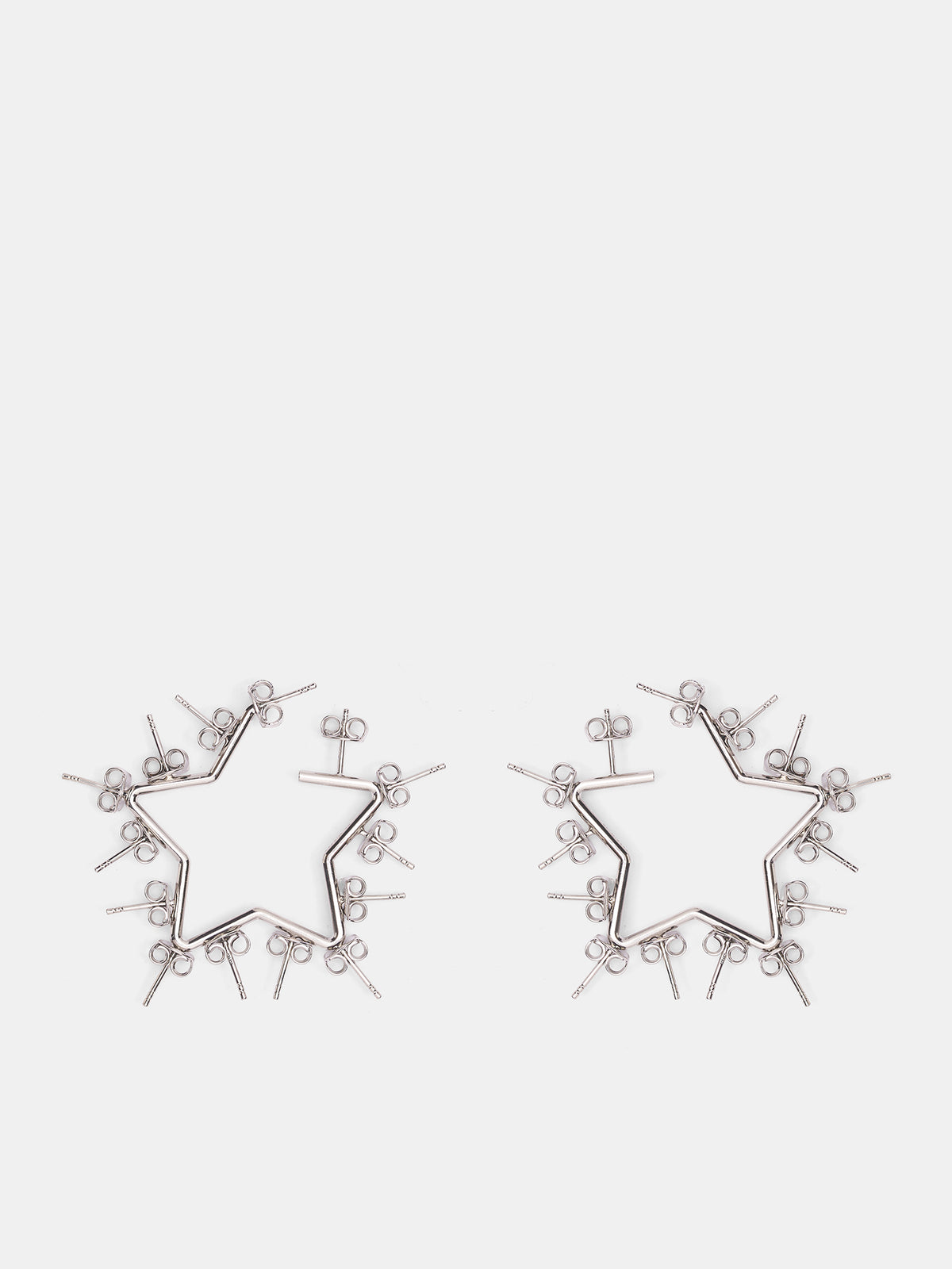 Silver Star Hoop Stud Earrings (JW12-SILVER)