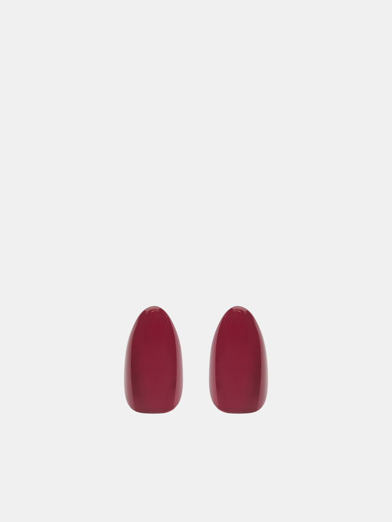 Almond Nail Earrings (JW13-SILVER-BURGUNDY)