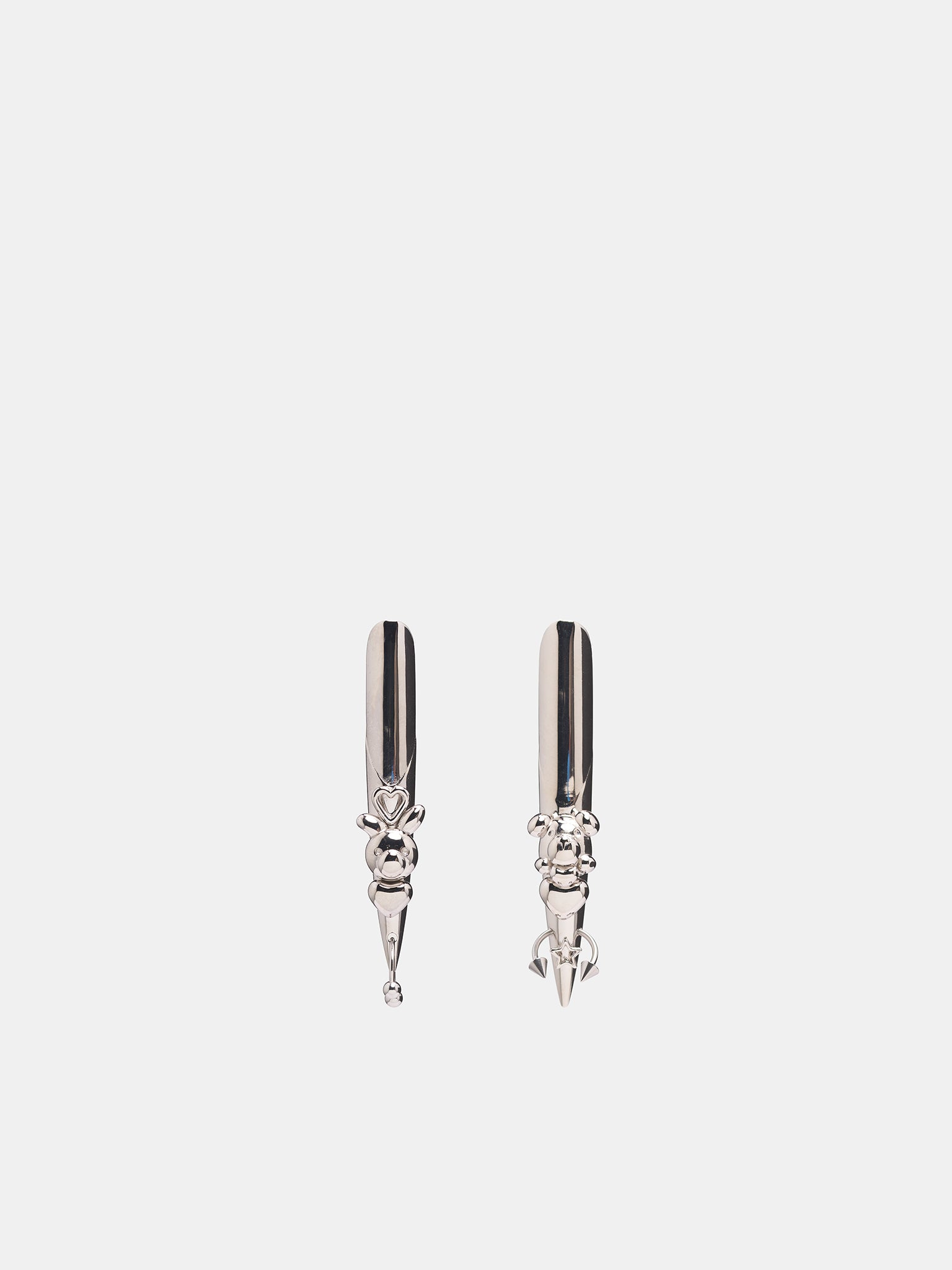 Metal Stiletto Nail Earrings (JW14-SILVER)