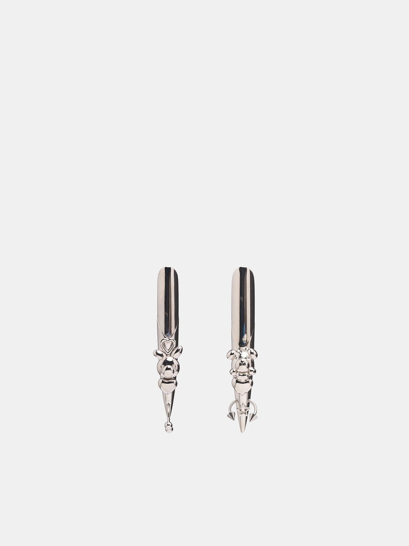 Metal Stiletto Nail Earrings (JW14-SILVER)
