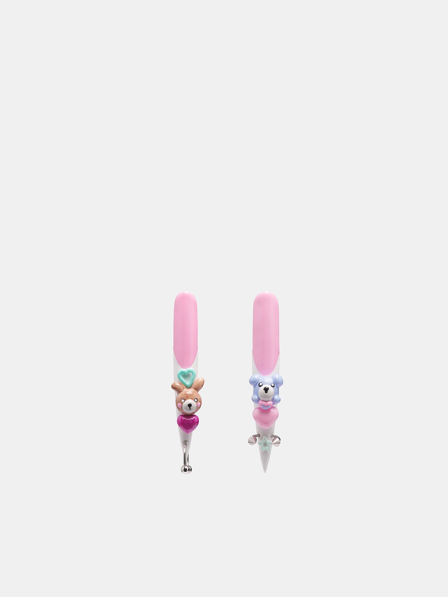 Resin Kawaii Stiletto Nail Earrings (JW15-MULTI-SILVER)